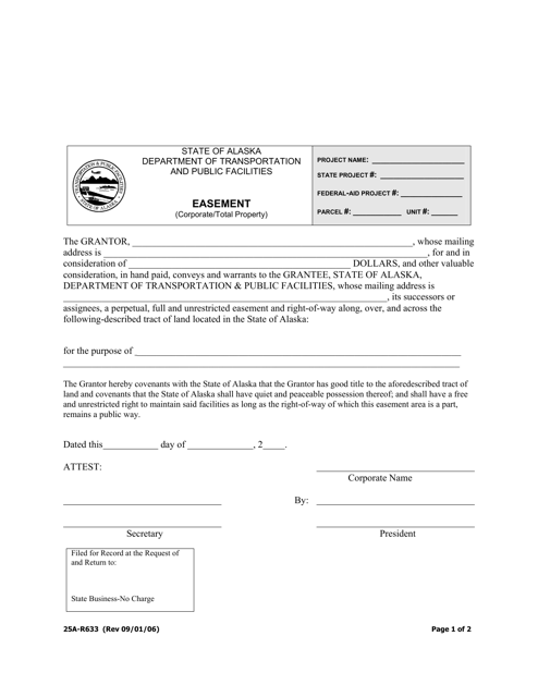 Form 25A-R633 Easement (Corporate/Total Property) - Alaska