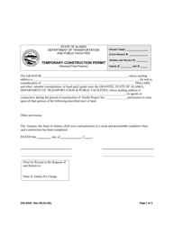 Document preview: Form 25A-R645 Temporary Construction Permit (Standard/Total Property) - Alaska