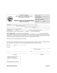 Form 25A-R658 Partial Deed of Reconveyance (Corporate/Total Property) - Alaska