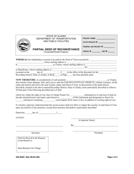 Form 25A-R655 Partial Deed of Reconveyance (Corporate/Partial Property) - Alaska