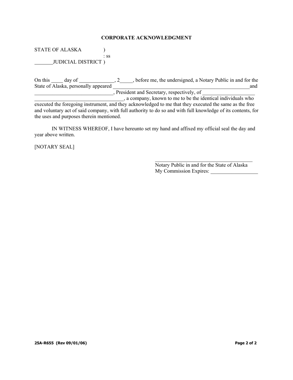 Form 25A-R655 Partial Deed of Reconveyance (Corporate / Partial Property) - Alaska, Page 2