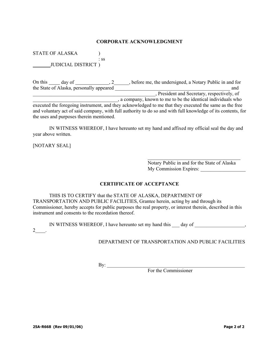 Form 25A-R668 Partial Release of Mortgage (Corporate / Total Property) - Alaska, Page 2