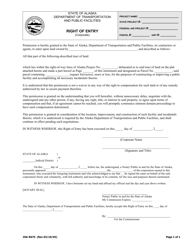 Document preview: Form 25A-R675 Right of Entry (Corporate) - Alaska