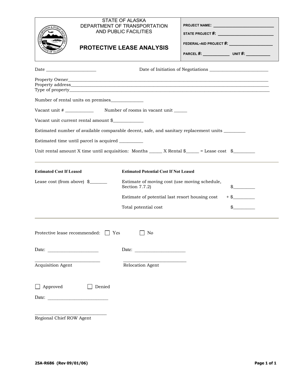 Form 25A-R686 Protective Lease Analysis - Alaska, Page 1