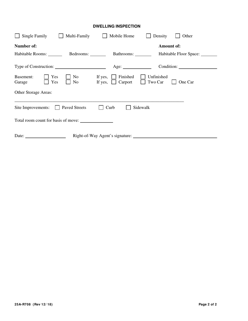 Form 25A-R708 Displacement Dwelling Occupancy Report (Residential) - Alaska, Page 2