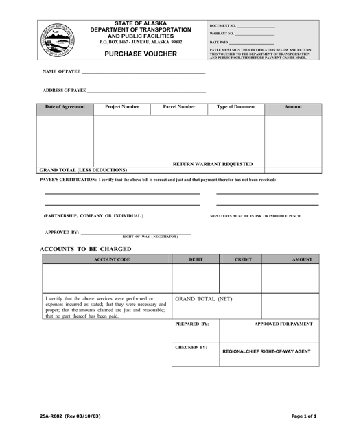 Form 25A-R682 Purchase Voucher - Alaska