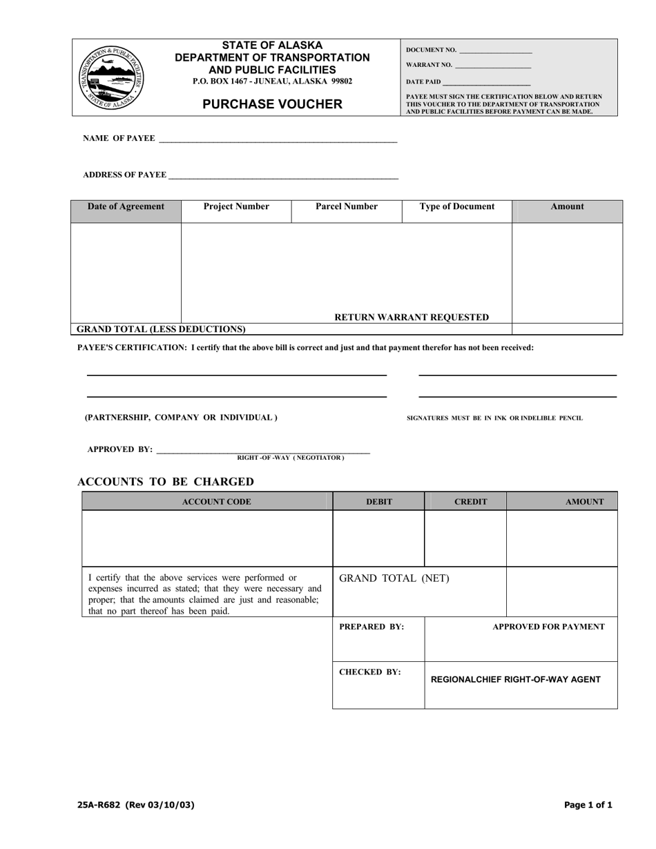 Form 25A-R682 Purchase Voucher - Alaska, Page 1