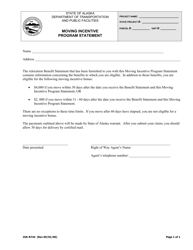 Document preview: Form 25A-R744 Moving Incentive Program Statement - Alaska
