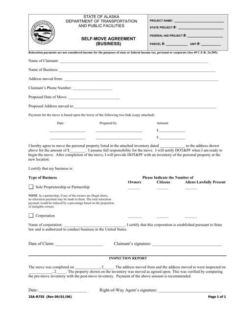 Form 25A-R755 Self-move Agreement (Business) - Alaska