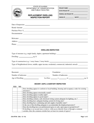 Document preview: Form 25A-R780 Replacement Dwelling Inspection Report - Alaska