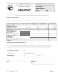 Document preview: Form 25A-R768 Payment Evaluation (Rent Supplement) - Alaska