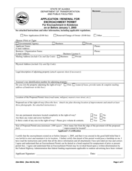 Document preview: Form 25A-R961 Application for Encroachment Permit for Encroachment in Existence on or Before January 1, 2005 - Alaska