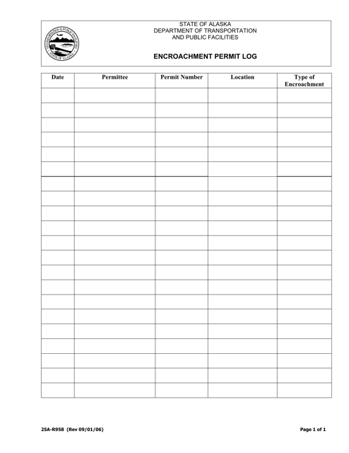 Form 25A-R958  Printable Pdf