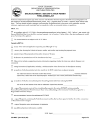 Document preview: Form 25A-R967 Encroachment/Beautification Permit Fhwa Checklist - Alaska