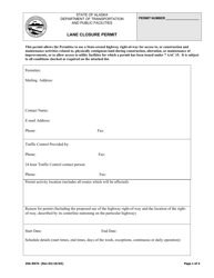 Document preview: Form 25A-R974 Lane Closure Permit - Alaska