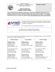 Form 25A-R971 Application for Highway Event Permit - Alaska