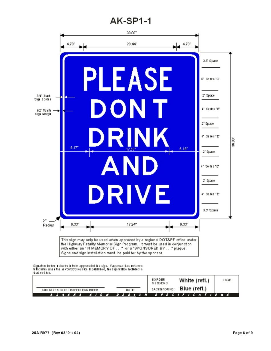 Form 25A-R977 Application for Participation in the Memorial Sign Program (For Highway Accident Victims) - Alaska, Page 6