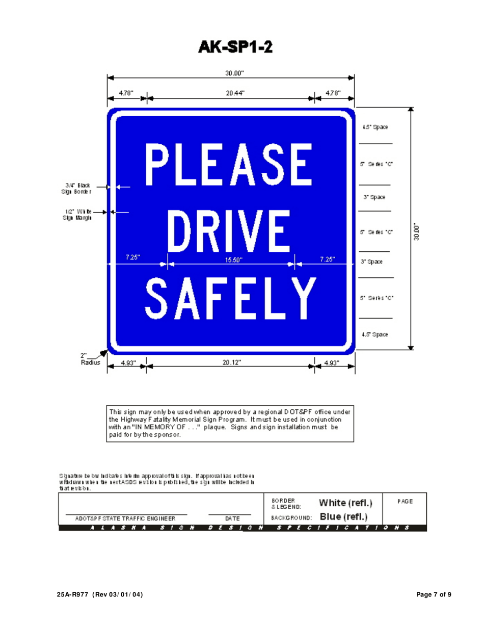 Form 25A-R977 Application for Participation in the Memorial Sign Program (For Highway Accident Victims) - Alaska, Page 7