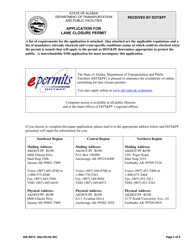 Form 25A-R973 Application for Lane Closure Permit - Alaska