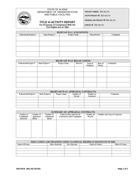 Document preview: Form 25A-R210 Title VI Activity Report - Alaska