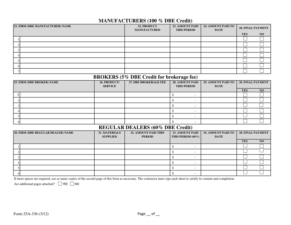 Form 25A-336 Monthly Summary of Disadvantaged Business Enterprise Participation - Alaska, Page 3