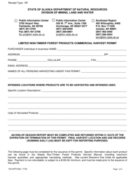 Form 102-4079 &quot;Limited Non-timber Forest Products Commercial Harvest Permit&quot; - Alaska