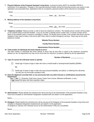 Application for License to Operate an Assisted Living Home - Alaska, Page 2