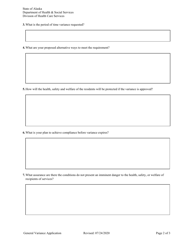 General Variance Application for Residential Licensing - Alaska, Page 2