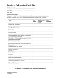 Document preview: Employee Orientation Check List - Alaska