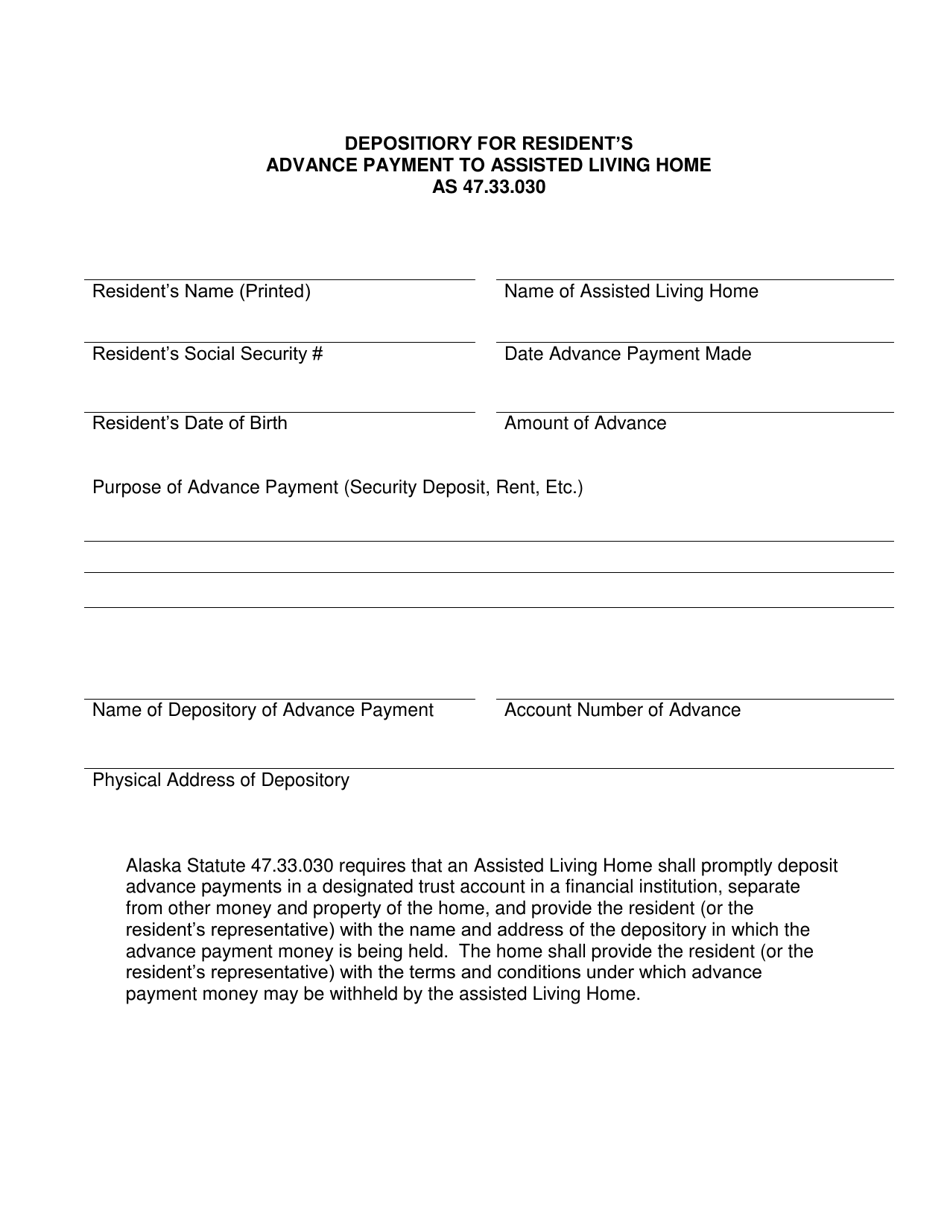 Depository of Advanced Payment - Alaska, Page 1