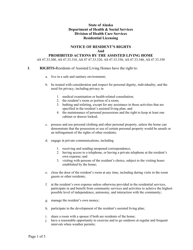 Notice of Resident&#039;s Rights and Prohibited Actions by the Assisted Living Home - Alaska