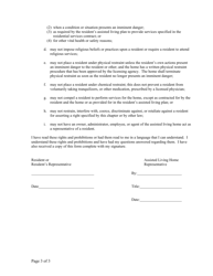 Notice of Resident&#039;s Rights and Prohibited Actions by the Assisted Living Home - Alaska, Page 3