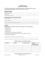 Document preview: Assisted Living Physician's Statement - Alaska