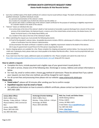 Document preview: Veteran Death Certificate Request Form - Alaska