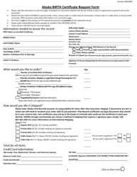 Alaska Birth Certificate Request Form - Alaska, Page 2