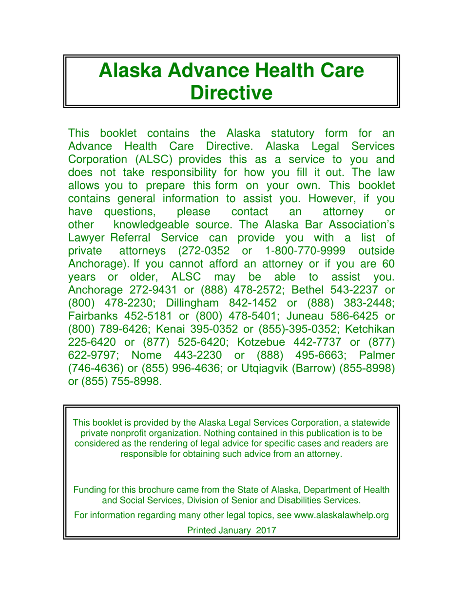 Advance Health Care Directive - Alaska, Page 1