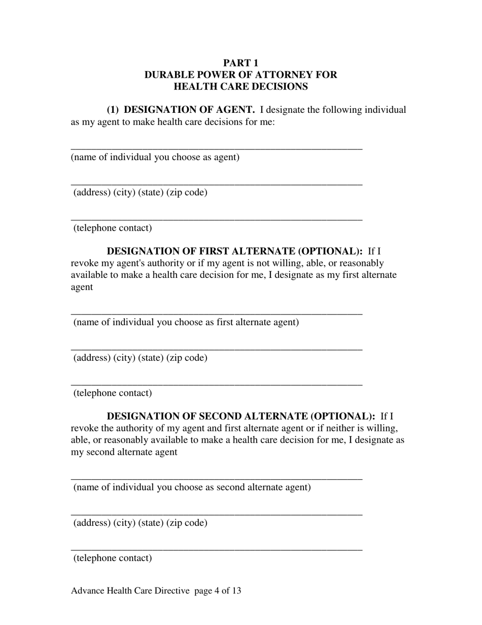 Advance Health Care Directive - Alaska, Page 4