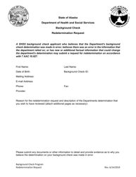 Document preview: Background Check Redetermination Request - Alaska