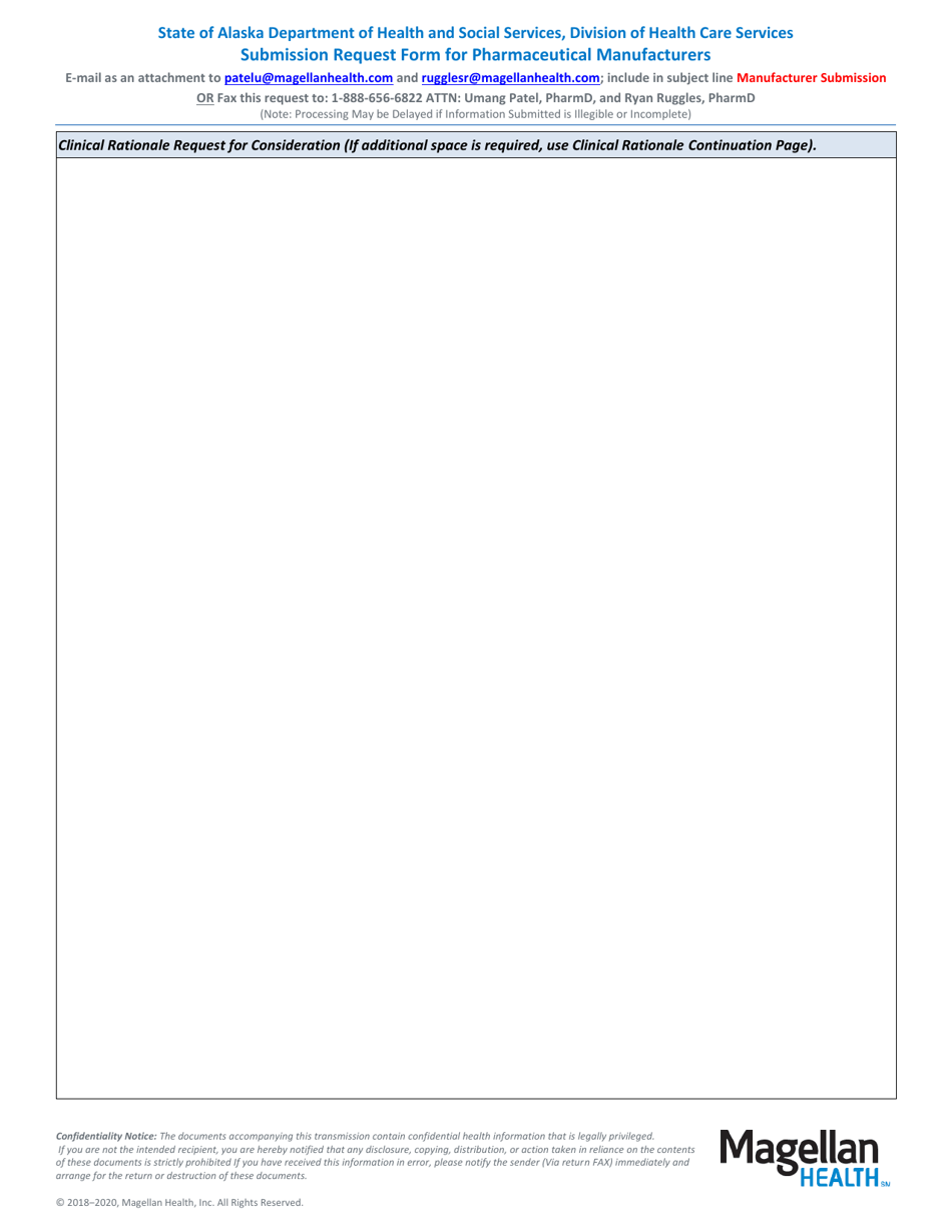 Submission Request Form for Pharmaceutical Manufacturers - Alaska, Page 2
