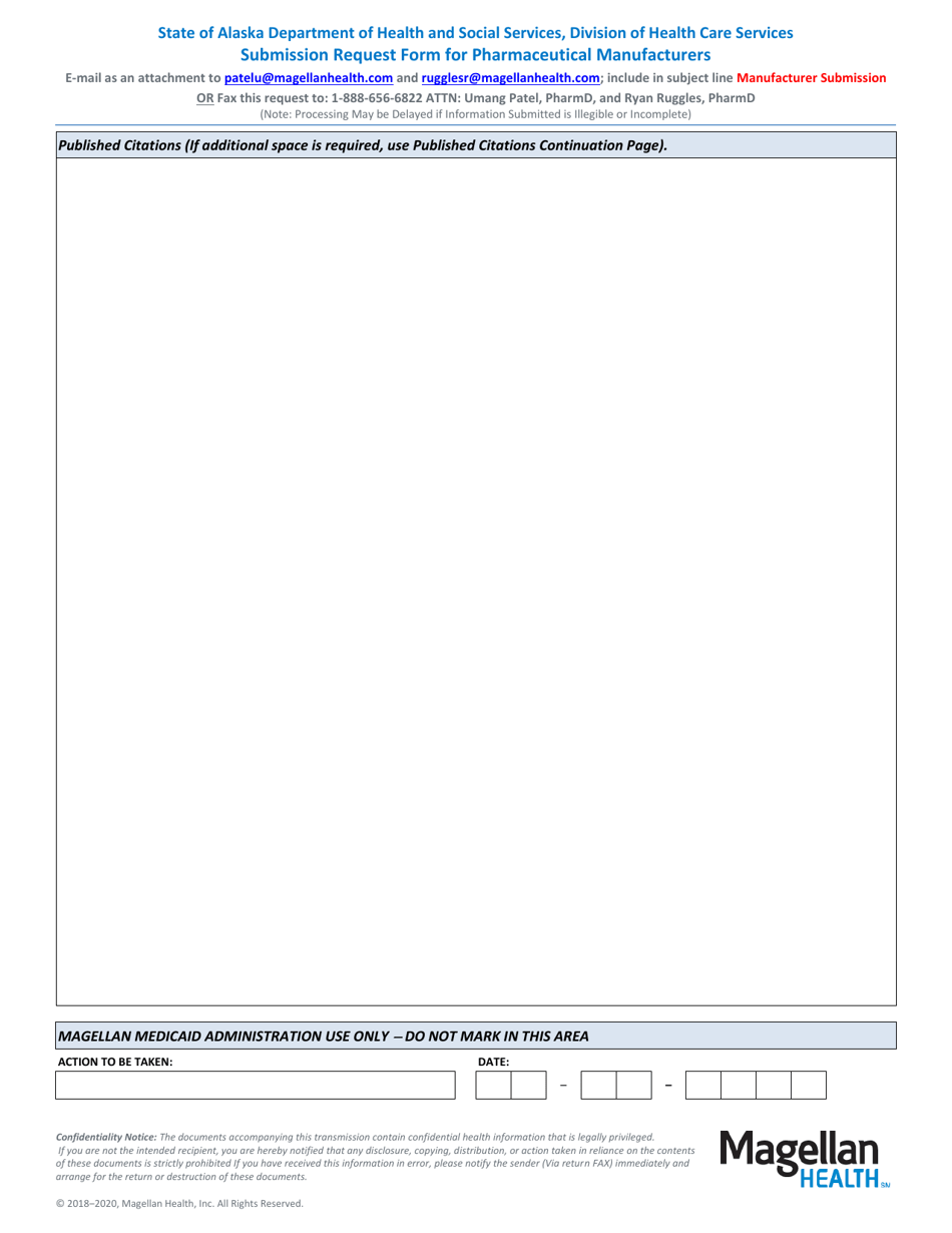 Submission Request Form for Pharmaceutical Manufacturers - Alaska, Page 3