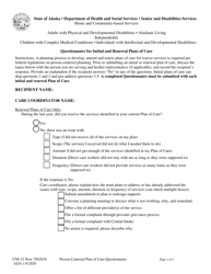Document preview: Form UNI-15 Questionnaire for Initial and Renewal Plans of Care - Alaska