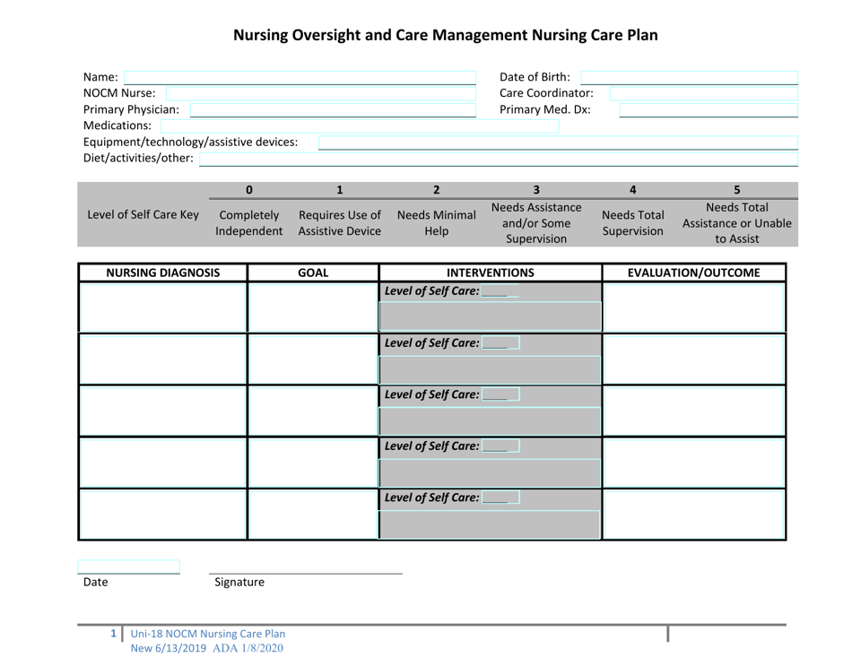 Form UNI-18 Download Fillable PDF or Fill Online Nursing Oversight and ...