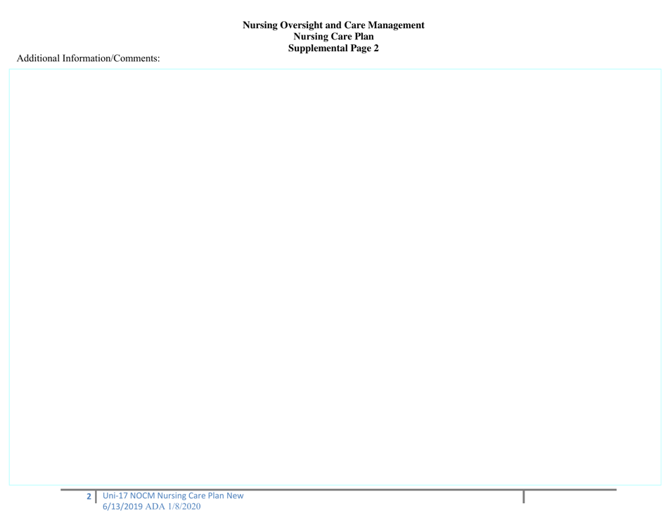 Form UNI-18 Nursing Oversight and Care Management Nursing Care Plan - Alaska, Page 2