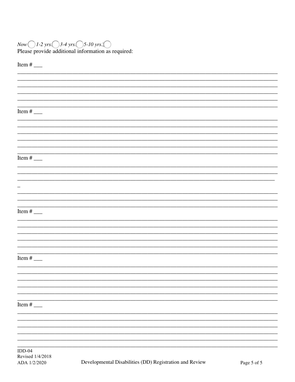 Form IDD-04 Developmental Disabilities (DD) Registration and Review - Alaska, Page 5