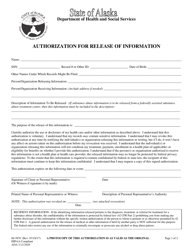 Document preview: Form 06-5870 Authorization for Release of Information - Alaska