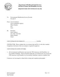 Form EM-4 Request for Cost Estimate - Blank - Alaska