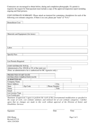 Form EM-08 Request for Cost Estimate - Ramp Access - Alaska, Page 2