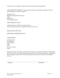 Form EM-11 Request for Cost Estimate: Stair Lift - Alaska, Page 2