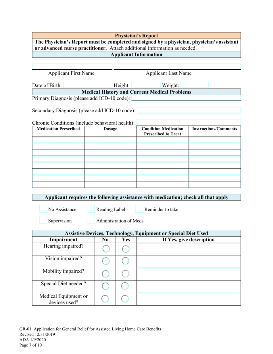 Form GR-01 Application for General Relief for Assisted Living Home Care Benefits - Alaska, Page 7