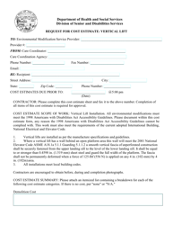 Form EM-12 Request for Cost Estimate - Vertical Lift - Alaska